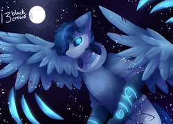 Size: 1280x923 | Tagged: safe, artist:13blackcrows, imported from derpibooru, oc, oc only, oc:sweetlynight, pegasus, pony, clothes, full moon, hoodie, male, moon, night, solo, spread wings, stallion, wings