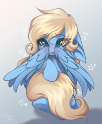 Size: 1647x2000 | Tagged: safe, artist:shinoshai, imported from derpibooru, oc, oc only, oc:lusty symphony, pegasus, pony, blushing, chibi, cute, female, mare, pegasus oc, shy, solo, wings