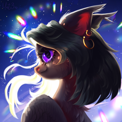 Size: 3000x3000 | Tagged: safe, artist:unt3n, imported from derpibooru, oc, oc only, pegasus, pony, bust, cheek fluff, chest fluff, commission, ear fluff, ear piercing, ear tufts, earring, eyelashes, female, high res, jewelry, mare, pegasus oc, piercing, portrait, render, shading, signature, wings