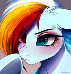 Size: 1964x2048 | Tagged: safe, artist:krissstudios, oc, oc only, pony, female, heterochromia, mare, thinking