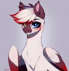 Size: 3947x4096 | Tagged: safe, artist:krissstudios, oc, oc only, pony, cigarette, female, heterochromia, mare