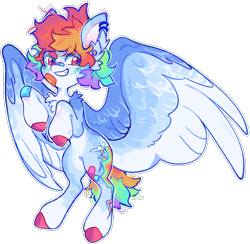 Size: 1316x1285 | Tagged: safe, artist:sevenpillz, imported from derpibooru, pegasus, pony, alternate design, full body, grin, rearing, simple background, smiling, solo, teeth, transparent background