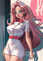 Size: 636x900 | Tagged: safe, artist:ladykraken, imported from derpibooru, part of a set, fluttershy, human, female, humanized, nurse outfit, solo