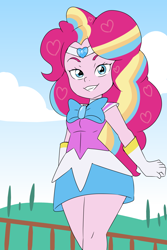 Size: 1200x1800 | Tagged: safe, artist:lirudraw, imported from derpibooru, pinkie pie, human, equestria girls, clothes, cute, diapinkes, female, gloves, grin, rainbow power, rainbow power-ified, sailor uniform, smiling, solo, star guardian, uniform