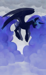 Size: 1926x3114 | Tagged: safe, artist:aphphphphp, imported from derpibooru, princess luna, alicorn, pony, female, flying, mare, solo