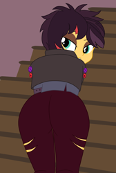 Size: 1900x2825 | Tagged: safe, artist:gmaplay, imported from derpibooru, screencap, sunset shimmer, human, costume conundrum, costume conundrum: sunset shimmer, equestria girls, equestria girls series, spoiler:eqg series (season 2), ass, bunset shimmer, butt, clothes, converse, costume, cropped, halloween, halloween costume, holiday, my little pony equestria girls: better together, my little pony equestria girls: choose your own ending, presenting, rear view, shoes, solo, vampire shimmer