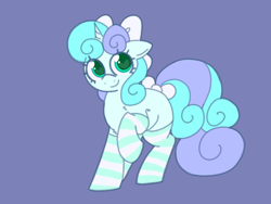 Size: 1200x900 | Tagged: safe, artist:php193, imported from derpibooru, oc, oc only, oc:snuggle star, pony, unicorn, bow, clothes, curly mane, curly tail, cute, female, hair bow, horn, mare, socks, tail, tail bow, unicorn oc