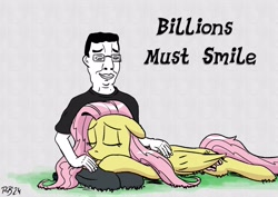 Size: 2923x2067 | Tagged: safe, artist:pony-berserker, imported from derpibooru, fluttershy, human, pegasus, pony, chud, chudjak, commission, cute, human on pony petting, meme, meme reference, petting, shyabetes, sleeping, wholesome