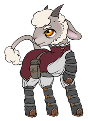 Size: 1173x1623 | Tagged: safe, artist:multiverseequine, derpibooru exclusive, imported from derpibooru, oc, oc only, oc:quintus von grenzental, goat, pony, bag, belt, boots, cloak, clothes, colored, facial hair, fancy, floppy ears, fluffy tail, full body, goat oc, horizontal pupils, horns, insignia, male, rectangular pupil, saddle bag, shoes, sideburns, simple background, solo, tail, transparent background