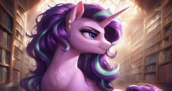 Size: 1680x896 | Tagged: safe, imported from derpibooru, starlight glimmer, unicorn, ai content, ai generated, horn, prompter:ilham470