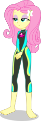 Size: 1360x4009 | Tagged: safe, alternate version, artist:dustinwatsongkx, imported from derpibooru, fluttershy, human, equestria girls, barefoot, clothes, feet, female, fluttershy's wetsuit, geode of fauna, lidded eyes, magical geodes, my little pony equestria girls: better together, simple background, solo, stupid sexy fluttershy, swimsuit, transparent background, vector, wetsuit