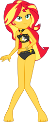 Size: 1771x4403 | Tagged: safe, alternate version, artist:dustinwatsongkx, imported from derpibooru, sunset shimmer, human, equestria girls, bare shoulders, barefoot, bikini, bikini bottom, clothes, feet, female, geode of empathy, magical geodes, my little pony equestria girls: better together, simple background, sleeveless, solo, sunset shimmer swimsuit, sunset shimmer's beach shorts swimsuit, swimsuit, transparent background, vector