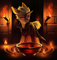 Size: 900x951 | Tagged: safe, artist:theprince, imported from derpibooru, oc, oc only, pony, unicorn, candle, horn, magic, magic circle, solo, summoning circle, torch