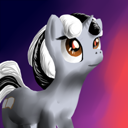 Size: 1024x1024 | Tagged: artist needed, source needed, safe, alternate version, imported from derpibooru, oc, oc only, oc:badluck dice, unicorn, female, gradient background, horn, mare, prpg, solo, unicorn oc