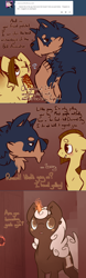Size: 800x2550 | Tagged: safe, artist:celadonlonghorn, imported from derpibooru, oc, oc:desert eagle, oc:eiffel, oc:rascal, diamond dog, pegasus, pony, unicorn, ask desert eagle, female, horn, magic, mare