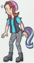 Size: 675x1261 | Tagged: safe, artist:cqmorrell, imported from derpibooru, part of a set, starlight glimmer, human, clothes, equestria girls outfit, female, human to pony, humanized, simple background, solo, tail, tailed humanization, traditional art, transformation, white background