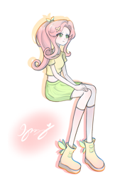 Size: 1180x1530 | Tagged: safe, artist:sanyiaoyiao, imported from derpibooru, fluttershy, human, humanized, lanky, midriff, simple background, skinny, tall, thin, white background