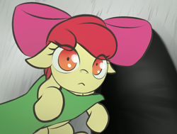 Size: 1560x1177 | Tagged: safe, artist:maretheory.exe, imported from derpibooru, apple bloom, oc, oc:anon, pony, female, filly, foal, holding a pony, looking at you, meme