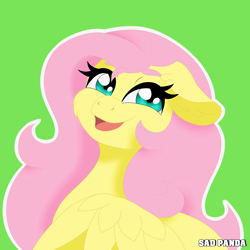 Size: 4092x4092 | Tagged: safe, artist:sadpanda1268, imported from derpibooru, fluttershy, pegasus, pony, green background, outline, simple background, solo, white outline