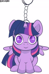 Size: 2691x4096 | Tagged: safe, artist:gelians, twilight sparkle, pony, chibi, cute, female, keychain, looking at you, mare, solo