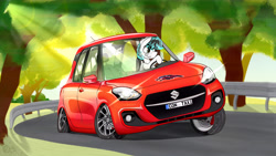 Size: 7680x4320 | Tagged: safe, artist:bumskuchen, imported from derpibooru, oc, oc:light jet, pegasus, pony, absurd resolution, blurry background, car, complex background, driving, road, solo, suzuki, vehicle