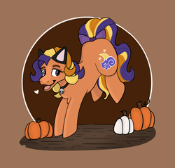 Size: 1753x1674 | Tagged: safe, artist:cat-the-horse, imported from derpibooru, pumpkin tart, earth pony, clothes, costume, female, food, g3, halloween, halloween costume, holiday, mare, orange