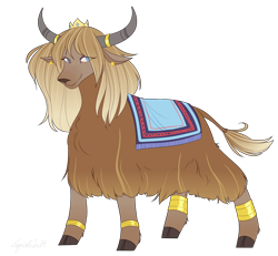 Size: 3250x3000 | Tagged: safe, artist:squishkitti, imported from derpibooru, oc, yak, female, magical gay spawn, offspring, parent:prince blueblood, parent:prince rutherford, simple background, solo, transparent background