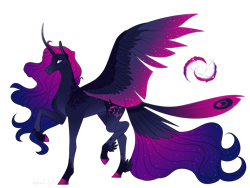 Size: 4000x3000 | Tagged: safe, artist:squishkitti, imported from derpibooru, oc, oc:andromeda, alicorn, concave belly, female, magical lesbian spawn, mare, offspring, parent:princess luna, parent:queen novo, parents:lunovo, simple background, slender, solo, tail, tail feathers, thin, transparent background