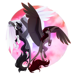 Size: 2580x2580 | Tagged: safe, artist:oneiria-fylakas, imported from derpibooru, oc, oc only, pegasus, pony, duo, pegasus oc, wings