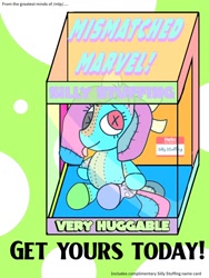 Size: 768x1024 | Tagged: safe, anonymous artist, imported from derpibooru, oc, oc:anon, oc:silly stuffing, pony, /mlp/, fake toy, female, in a box, marketable plushies, plushie, thread