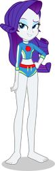 Size: 1257x3889 | Tagged: safe, alternate version, artist:dustinwatsongkx, imported from derpibooru, rarity, human, equestria girls, applejack's beach shorts swimsuit, barefoot, clothes, clothes swap, feet, simple background, solo, swimsuit, swimsuit swap, transparent background, vector