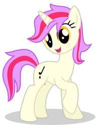 Size: 3000x3802 | Tagged: safe, artist:keronianniroro, imported from derpibooru, oc, oc only, oc:plucky pizzicato, pony, unicorn, female, horn, looking at you, mare, open mouth, simple background, solo, transparent background, vector