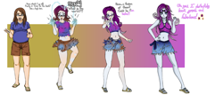 Size: 2568x1100 | Tagged: safe, artist:gwyndolin115, imported from derpibooru, rarity, trixie, human, equestria girls, belly, belly button, dialogue, equestria girls specials, female, fusion, loser, male, midriff, my little pony equestria girls: forgotten friendship, transformation, transformation sequence, transgender transformation, wide hips