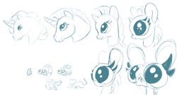 Size: 3004x1626 | Tagged: safe, artist:shirecorn, imported from derpibooru, pony, unicorn, big eyes, bust, heart, heart eyes, horn, monochrome, simple background, wat, white background, wingding eyes