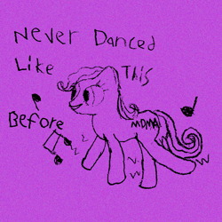 Size: 1500x1500 | Tagged: safe, artist:tryptapony, earth pony, pony, dancing, drugs, ecstasy, female, mare, mdma, music notes, reference, solo, text