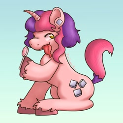 Size: 1000x1000 | Tagged: safe, artist:pinksugarpaws, oc, oc only, pony, sitting, solo, tongue out