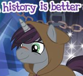 Size: 171x156 | Tagged: safe, idw, imported from derpibooru, shadow lock, pony, unicorn, cloak, clothes, cropped, english, gameloft, history, horn, idw showified, male, meme, picture for breezies, scar, stallion, text, wow! glimmer