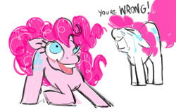 Size: 1600x1021 | Tagged: safe, artist:honkinghighblood, imported from derpibooru, pinkie pie, earth pony, pony, big eyes, crying, dialogue, female, mare, open mouth, open smile, smiling, snot, solo, talking