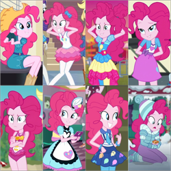 Size: 2000x2000 | Tagged: safe, imported from derpibooru, pinkie pie, equestria girls, clothes, collage, cowboy hat, cowgirl, dress, female, hat, outfits, server pinkie pie, swimsuit, winter outfit