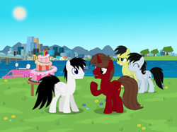 Size: 10000x7468 | Tagged: safe, artist:rogan140, imported from derpibooru, oc, oc:chloe park, oc:rogan, oc:sadie park, oc:shane park, pegasus, female, male, pegasus oc, wings