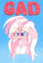 Size: 1533x2229 | Tagged: safe, artist:ladylullabystar, imported from derpibooru, oc, oc:lady lullaby star, pony, unicorn, alternate design, female, glasses, horn, mare, solo, teary eyes