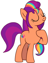 Size: 1030x1340 | Tagged: safe, artist:rogan140, imported from derpibooru, sunny starscout, earth pony, pony, eyes closed, female, g5, g5 to g4, generation leap, mane stripe sunny, mare, proud, simple background, solo, transparent background