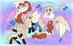 Size: 1884x1200 | Tagged: safe, artist:sekuponi, oc, oc only, pony, clothes, dialogue, eyes closed, female, hoodie, mare