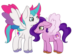 Size: 1479x1150 | Tagged: safe, artist:mimiqq, imported from derpibooru, pipp petals, zipp storm, pegasus, pony, adorapipp, adorazipp, angry, cute, duo, duo female, female, g5, height difference, mare, pipp is short, sibling rivalry, siblings, simple background, sisters, smug, spread wings, transparent background, unshorn fetlocks, wings, zipp is tall