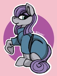 Size: 1080x1440 | Tagged: safe, artist:crandyart, imported from derpibooru, maud pie, earth pony, pony, clothes, disability pride, female, frock coat, mare, signature, sitting, solo, tail, underhoof