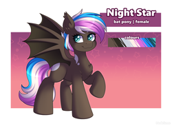 Size: 2900x2122 | Tagged: safe, artist:madelinne, imported from derpibooru, oc, oc only, oc:night star, bat pony, bat pony oc, bat wings, female, long tail, mare, reference sheet, short mane, solo, tail, wings