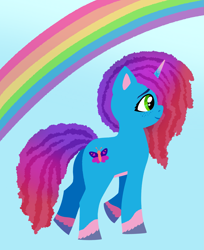 Size: 2701x3308 | Tagged: safe, artist:catponything, imported from derpibooru, pony, unicorn, female, g5, horn, lineless, mare, misty brightdawn, rainbow, smiling, solo, solo female, walking