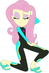 Size: 2428x3586 | Tagged: safe, artist:stephen-fisher, imported from derpibooru, fluttershy, human, equestria girls, i'm on a yacht, spoiler:eqg series (season 2), eyes closed, female, fluttershy's wetsuit, my little pony equestria girls: better together, simple background, transparent background, wetsuit