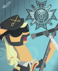 Size: 4500x5500 | Tagged: safe, artist:pres_marshmellow, imported from derpibooru, applejack, earth pony, bass guitar, lemmy, lemmy kilmister, motorhead, musical instrument, sunglasses