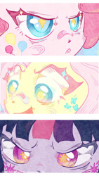 Size: 750x1334 | Tagged: safe, artist:zhaoyingli18055, imported from derpibooru, fluttershy, pinkie pie, twilight sparkle, alicorn, earth pony, pegasus, pony